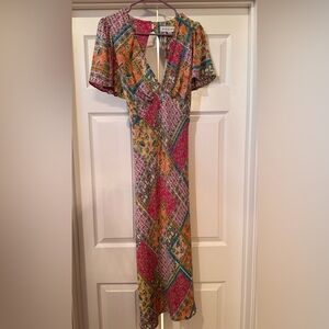 Emma & Michele Pink, Teal & Mustard Patchwork Maxi Dress